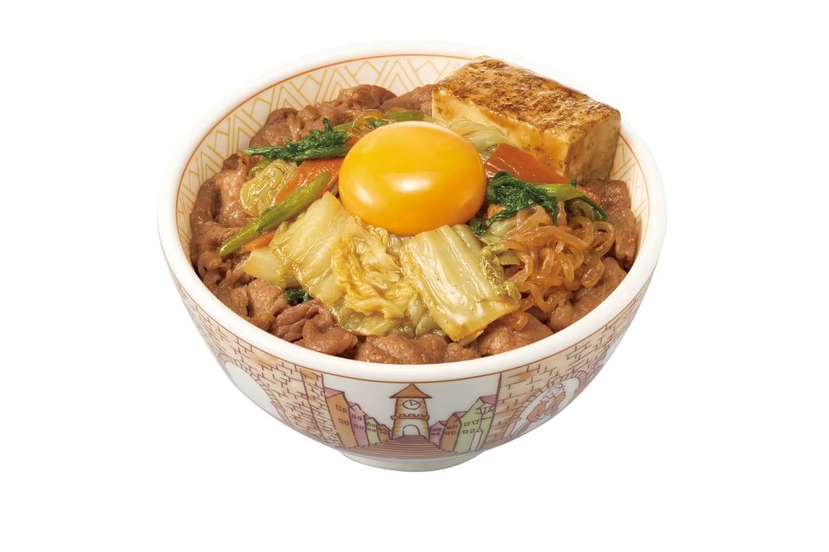 月見すきやき牛丼