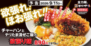 かつや、「チャーハンとテリたま混ぜご飯の欲張り飯」を期間限定で販売！テイクアウトも可能